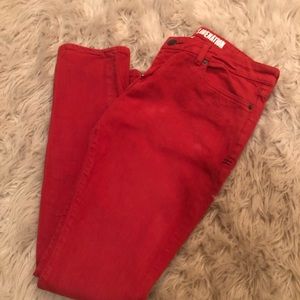 Red denim skinny leg People’s Liberation